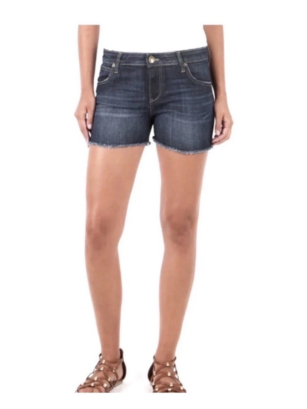 NWOT Kut from the Kloth Gidget Frey denim shorts Size 6 Med/Dark Wash